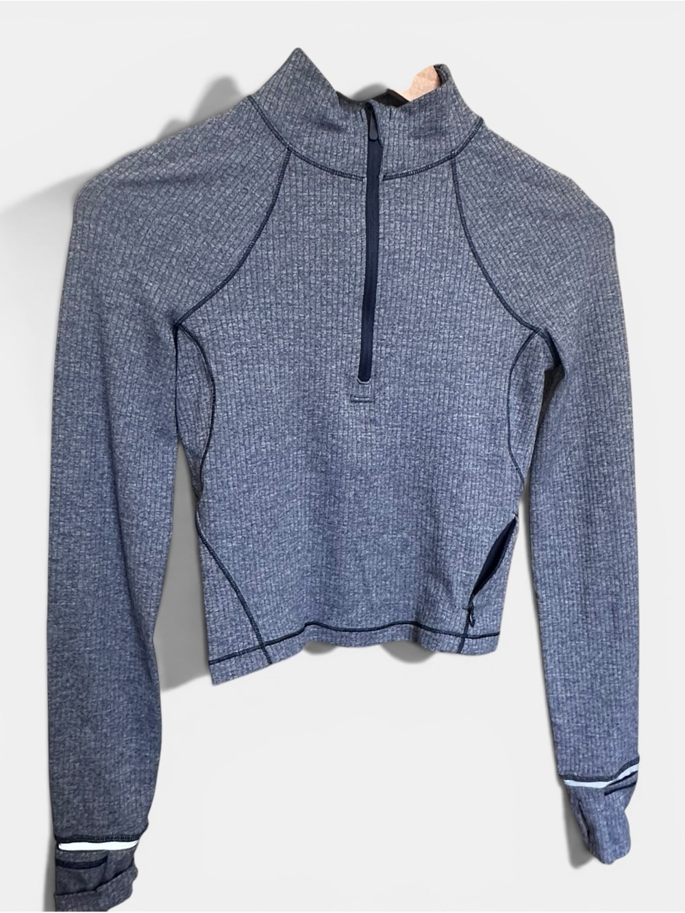 lululemon athletica Heathered Navy Ribbed Half-Zip Pullover Size 2